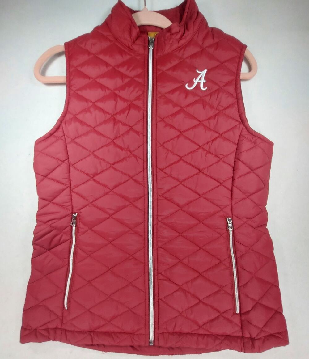 ALABAMA CRIMSON TIDE Red Puffer Vest Embroidered Full Zip Womens S Roll Tide
